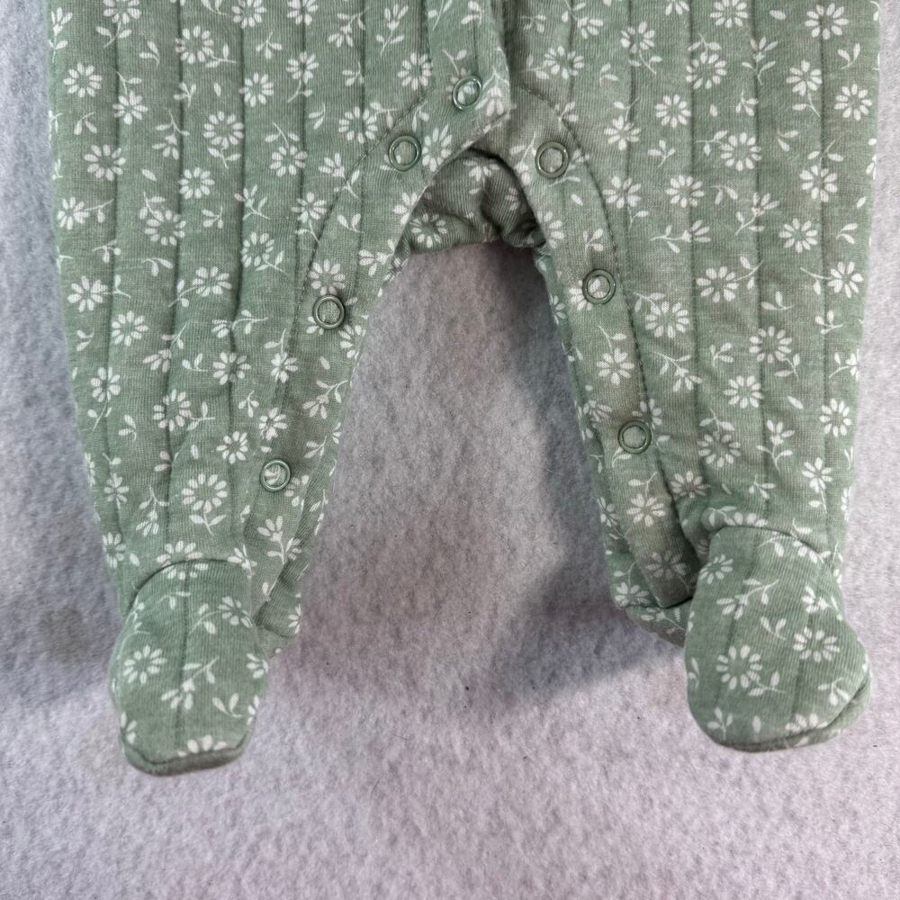 Nicole Miller 0-3M lot of 2 Green One Piece Floral Footie with White Bows Spring - Picture 9 of 16